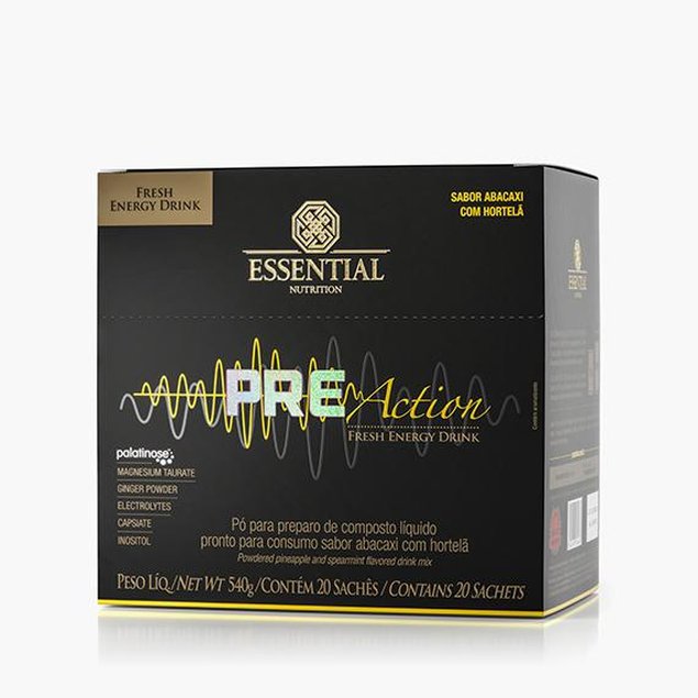 Pre Action Pré Treino 20 Sachês 540g Essential Nutrition