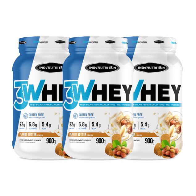 Kit 3 Potes Whey 3W Inov Nutrition 900g Cada