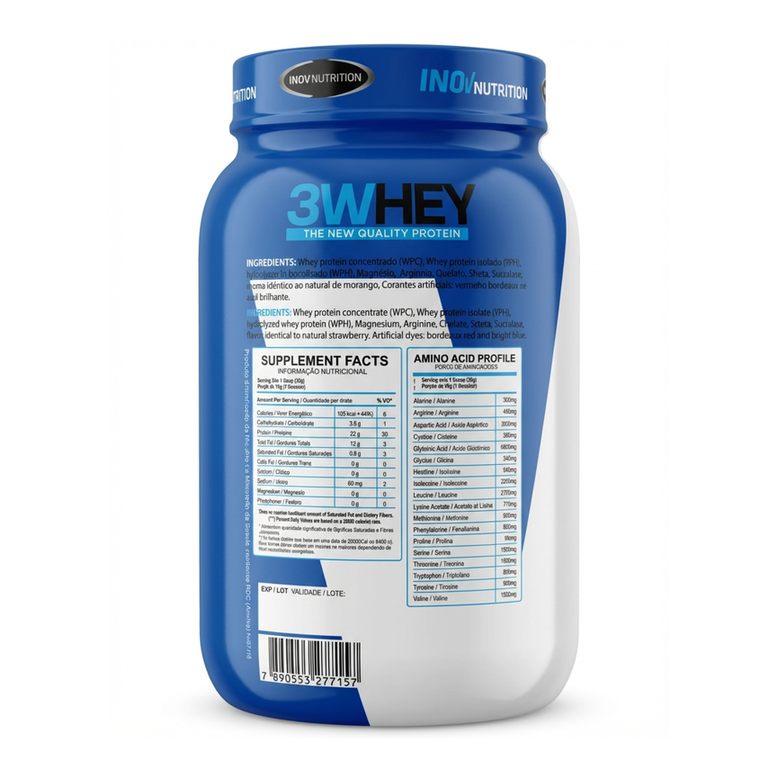 Whey Protein 3W - ZERO LACTOSE - 900G - Inov Nutrition